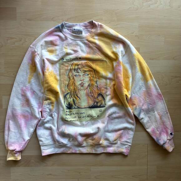 Champion Tops - Champion Taylor Swift Not Alot Going On At The Moment TieDye Crewneck Sweatshirt